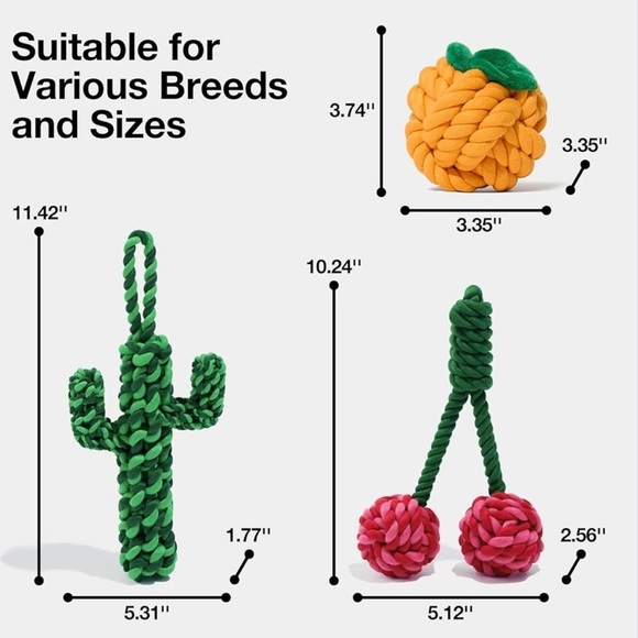 VETRESKA Dog Rope Toys,3 Pack Durable Tug of War Dog Toy Rope Toy - Picture 7 of 9